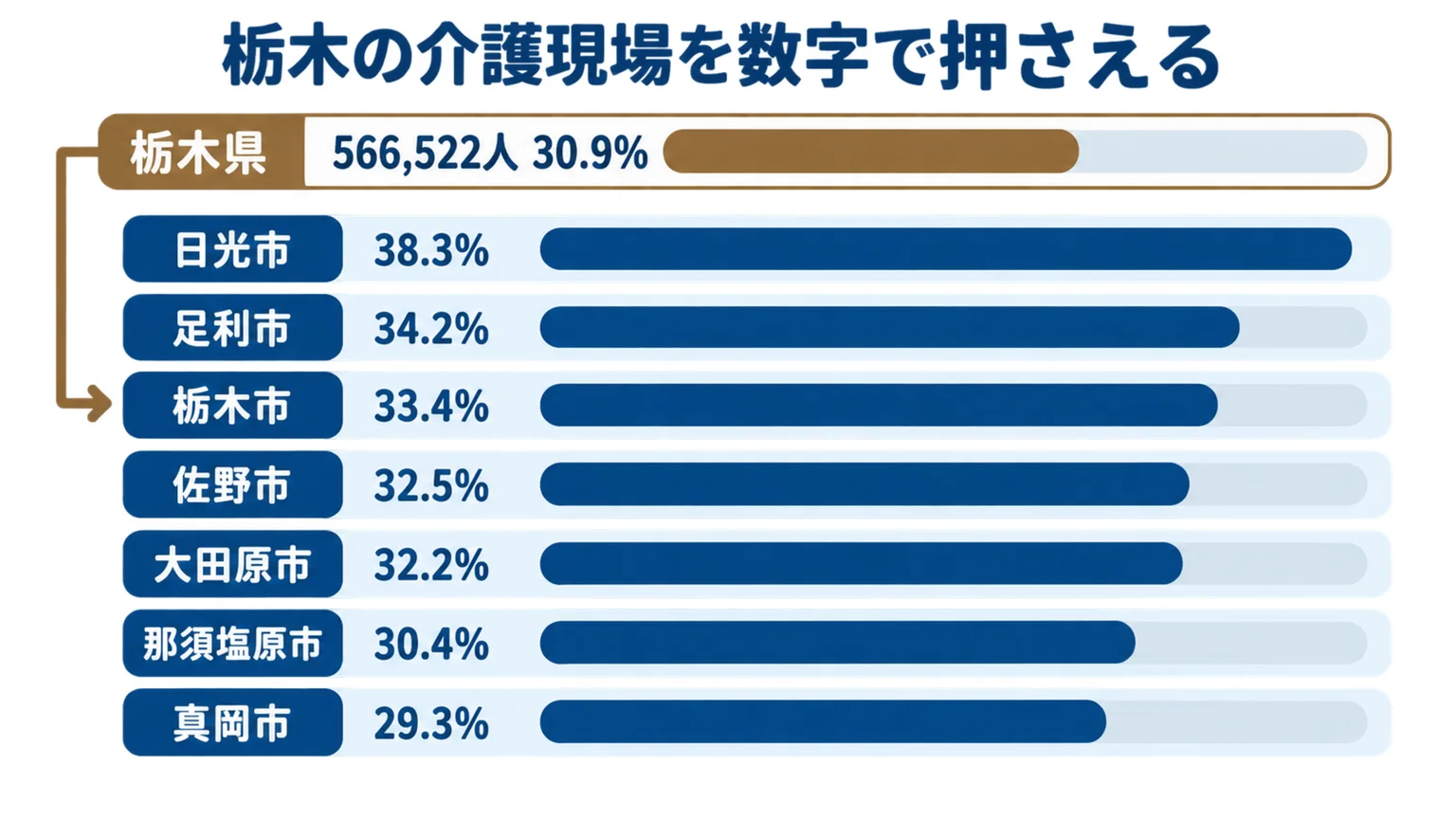 栃木県内の65歳以上人口と構成比