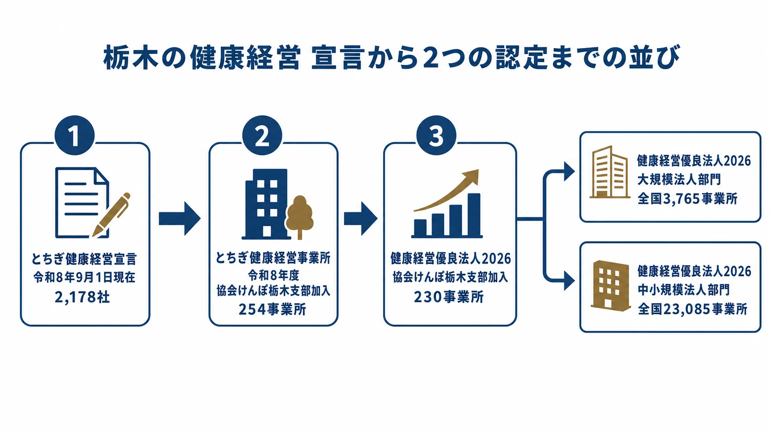 栃木の健康経営 宣言から2つの認定までの並び